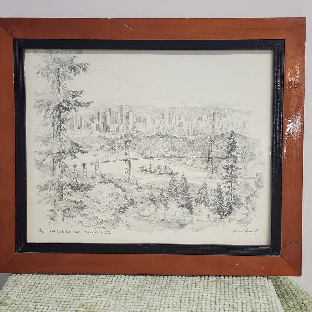 Edward Goodall Lions Gate Bridge Vancouver Framed Art Print Canada